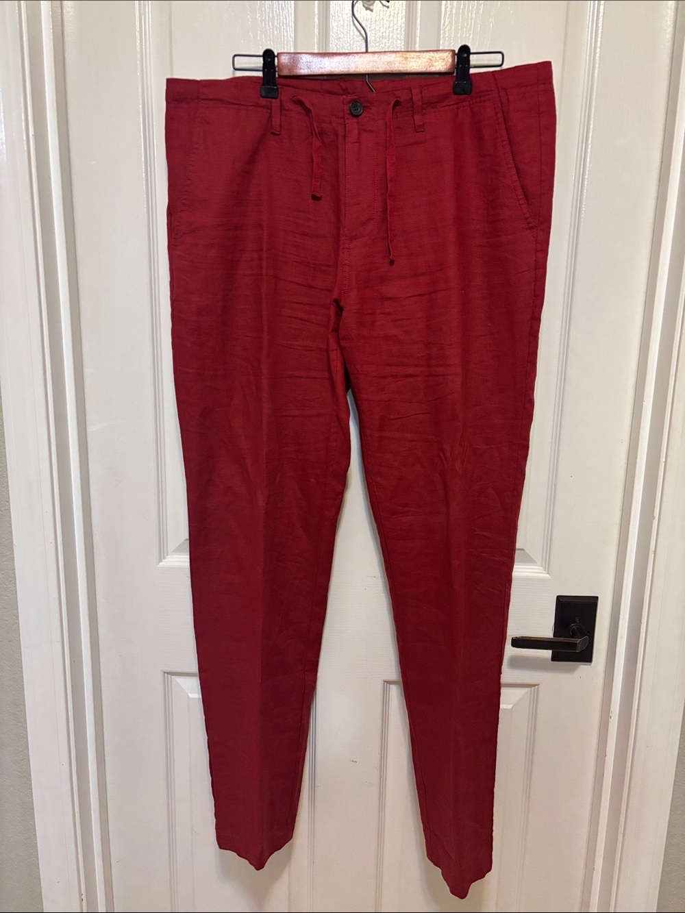 Men's oodji  Red Drawstring linen Chino Pants sz 36 tag 48/182